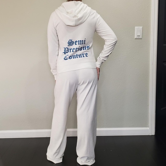 Juicy Couture Pants - Rare Vintage Juicy Couture TrackSuit Matching Set White Jacket Pants Large Logo